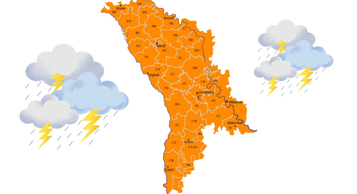 По всей Молдове объявлен оранжевый код метеоопасности из-за сильных ливней
