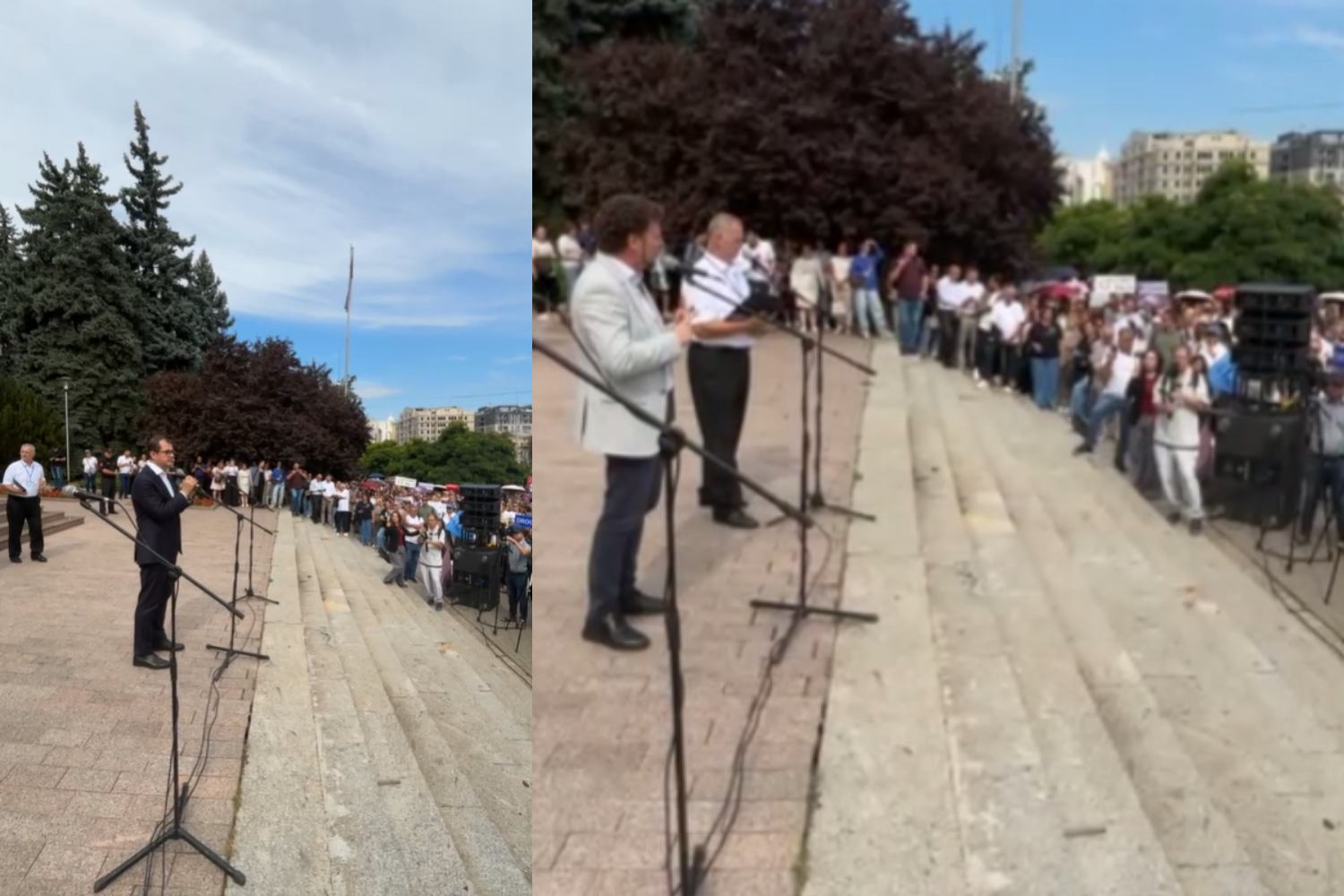 Дан Перчун и Василий Тофан вышли к протестующим педагогам: после протеста чиновники встретятся с представителями профсоюзов